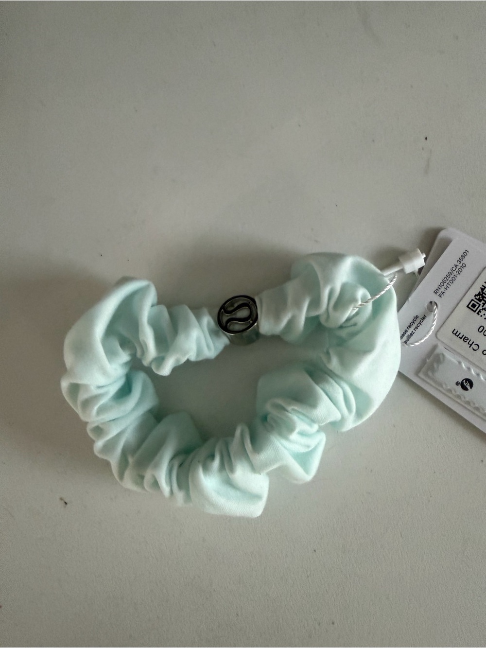 lululemon athletica Mint Green Scrunchie with Metal Logo